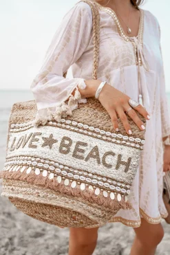 Strandtasche Love & Beach Gold/Aqua