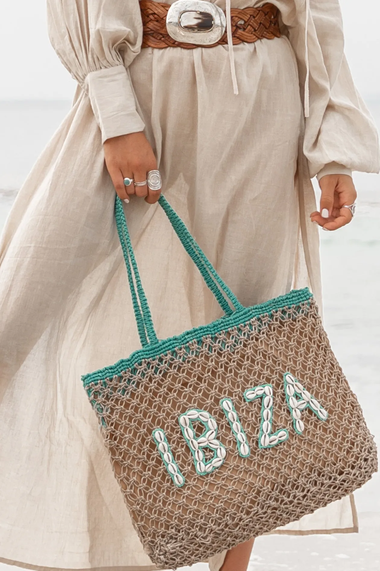 Strandtasche Seashell Ibiza Aqua