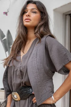 Strickjacke Neva Einfarbig Anthrazit