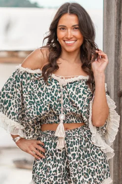 Top Ana Leopard Schwarz