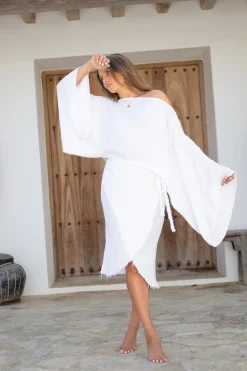 Top Wide Linen Weiß