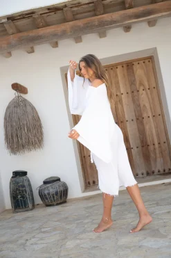 Top Wide Linen Weiß