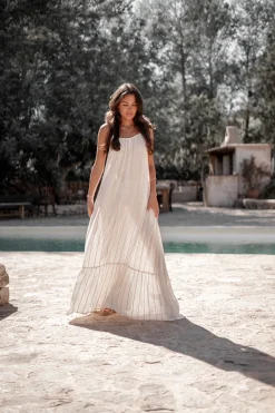 Trägerkleid Gigi Stripe Ecru