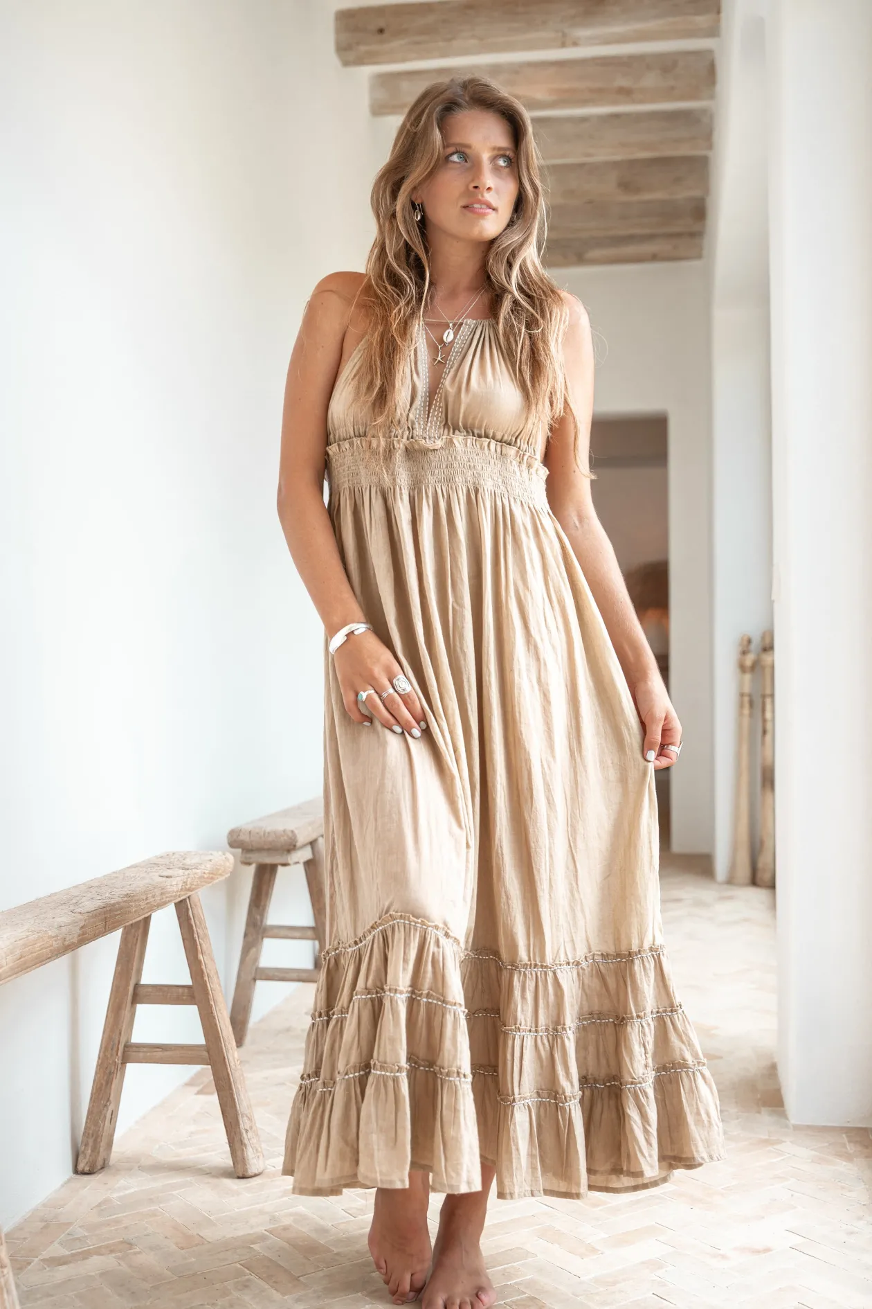 Trägerkleid Mila Taupe