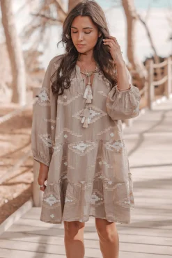 Tunika Ida Ethnic Taupe Print