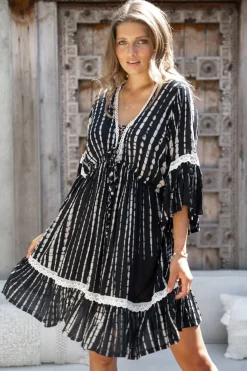 Tunika Isabella gehäkelt Schwarz Tie Dye