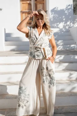 Vena Floral Elfenbein Hose