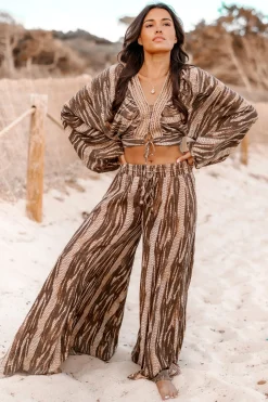 Weite Hose Emika Braun Print