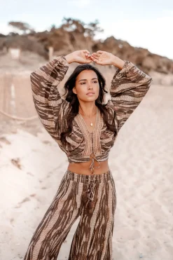 Weite Hose Emika Braun Print