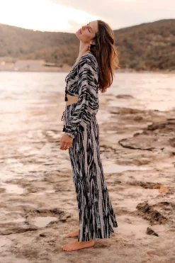 Weite Hose Emika Schwarz Print