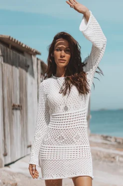 Zayn Ajour Sommerkleid Off White