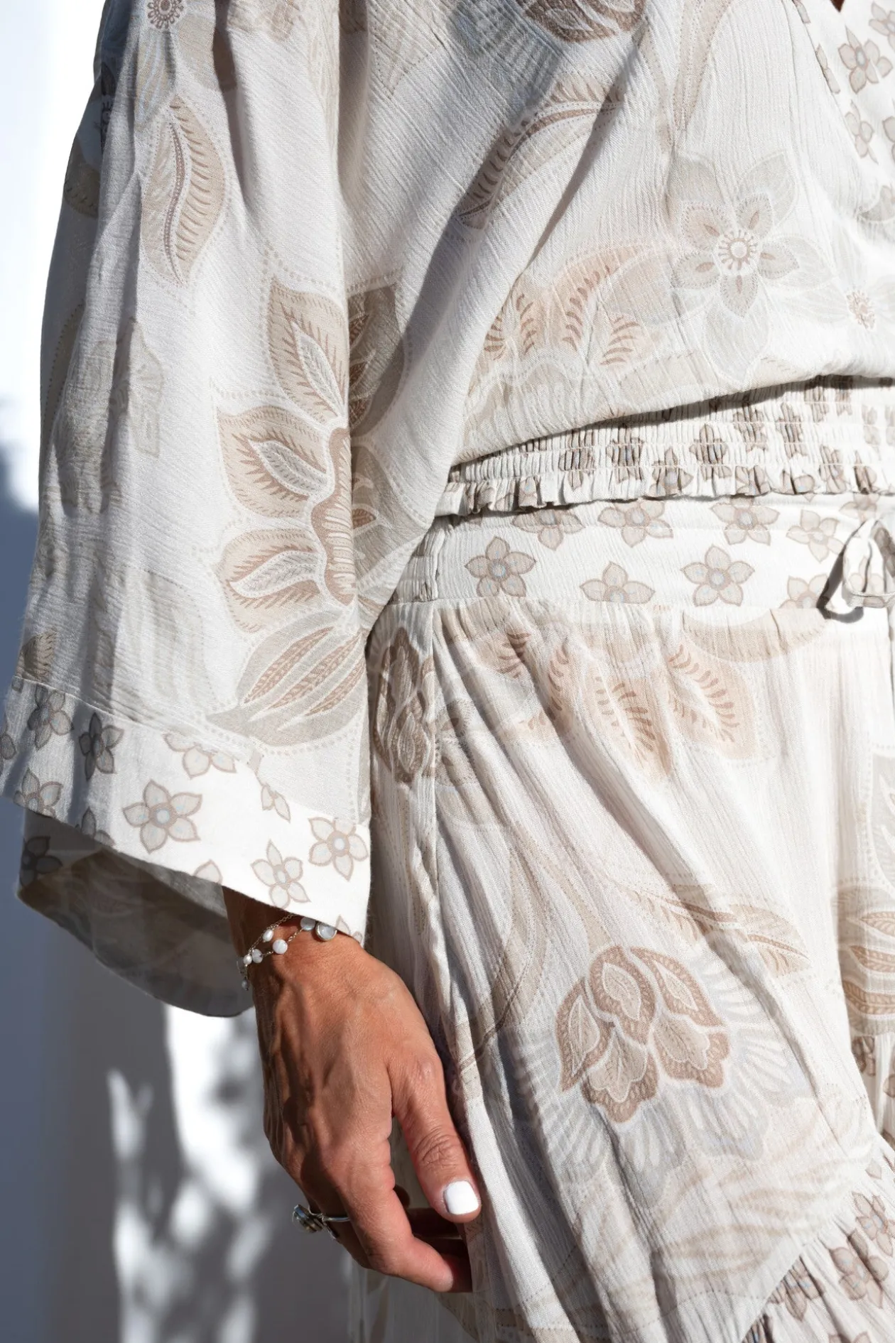 Zigeunerrock Charlota Elfenbeinfarbener Druck