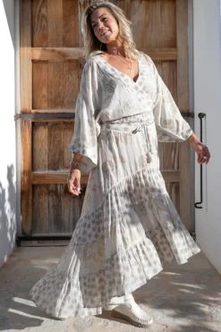 Zigeunerrock Charlota Elfenbeinfarbener Druck