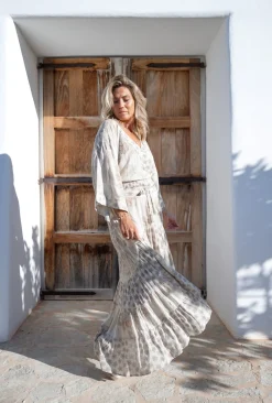 Zigeunerrock Charlota Elfenbeinfarbener Druck