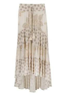 Zigeunerrock Charlota Elfenbeinfarbener Druck