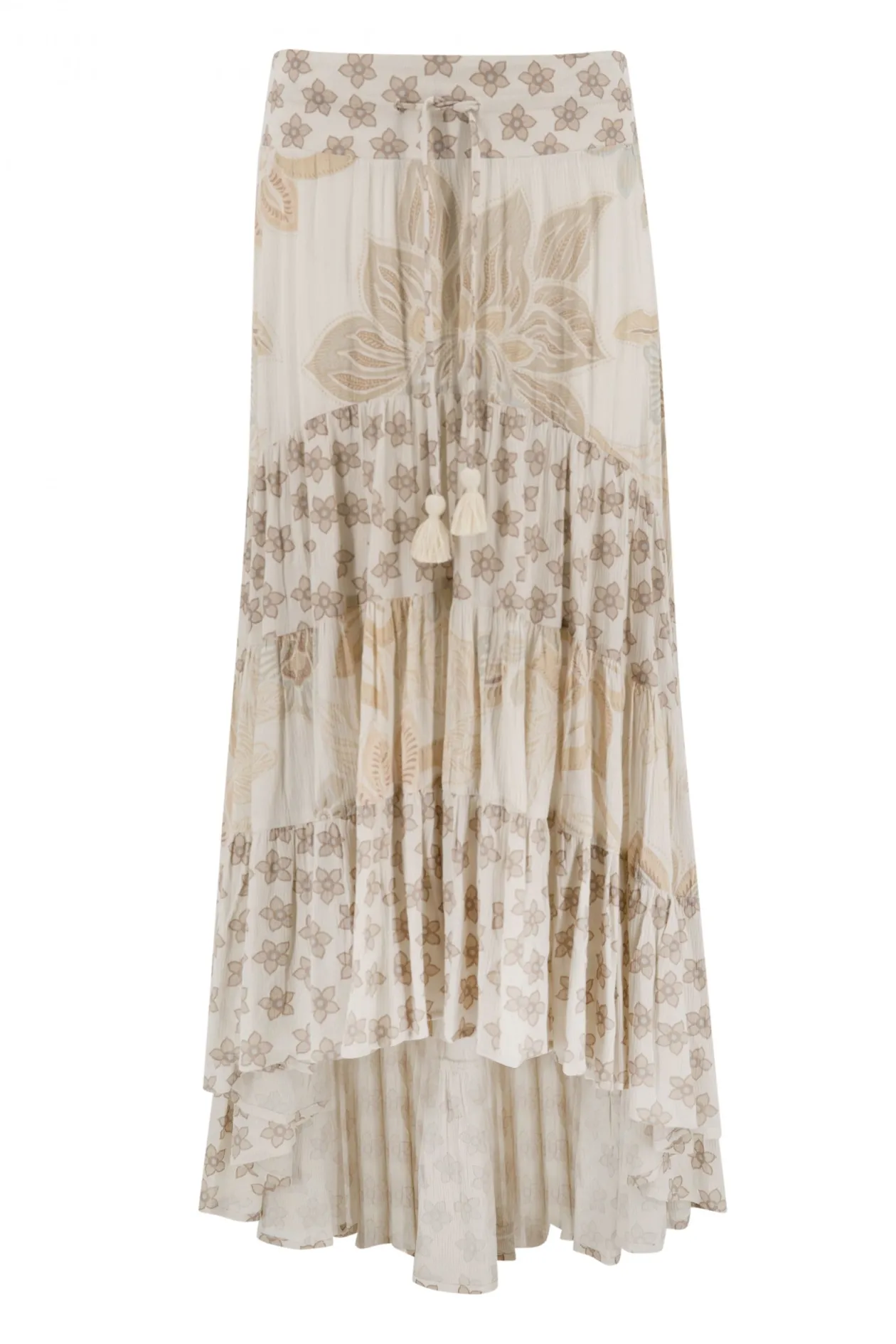 Zigeunerrock Charlota Elfenbeinfarbener Druck
